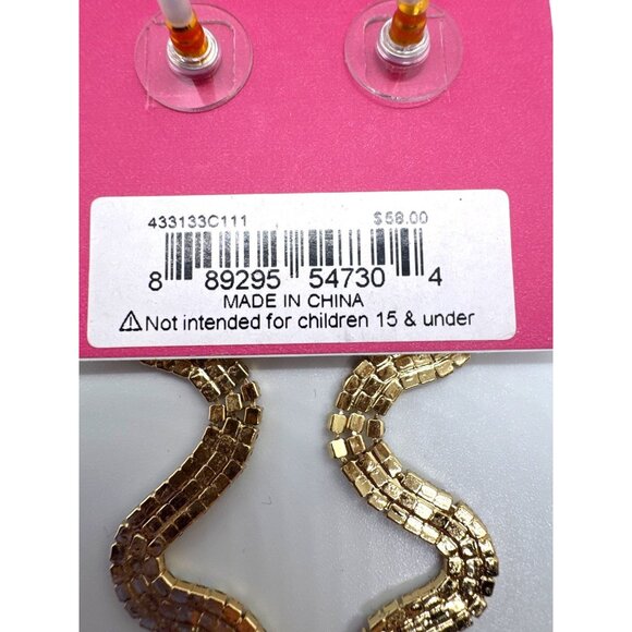 Betsey Johnson Snake Drop Earrings Gold Tone Rhinestone Serpent Statement - Picture 4 of 6